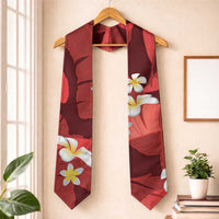 Red Banana Leaf Hawaii Graduation Stole Lau Maia Plumeria Tropical Summer Vibes
