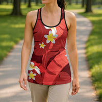 Red Banana Leaf Hawaii Hollow Tank Top Lau Maia Plumeria Tropical Summer Vibes