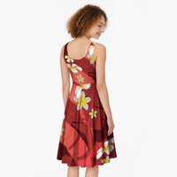Red Banana Leaf Hawaii Midi Dress Lau Maia Plumeria Tropical Summer Vibes