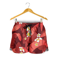 Red Banana Leaf Hawaii Shorts for Women Lau Maia Plumeria Tropical Summer Vibes