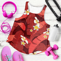 Red Banana Leaf Hawaii Women Racerback Tank Lau Maia Plumeria Tropical Summer Vibes