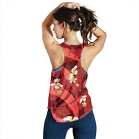 Red Banana Leaf Hawaii Women Racerback Tank Lau Maia Plumeria Tropical Summer Vibes