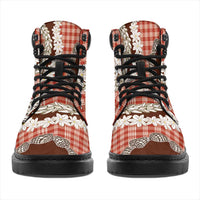 Red Hawaii Tiare and Shell Lei All Season Boots Hawaiian Palaka Luxury Vibes - Polynesian Pride