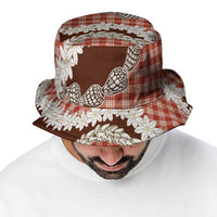 Red Hawaii Tiare and Shell Lei Bucket Hat Hawaiian Palaka Luxury Vibes - Polynesian Pride