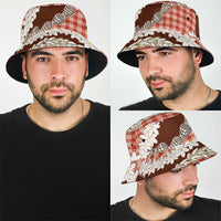 Red Hawaii Tiare and Shell Lei Bucket Hat Hawaiian Palaka Luxury Vibes - Polynesian Pride