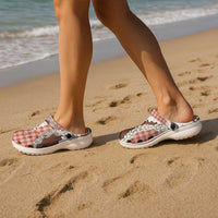 Red Hawaii Tiare and Shell Lei Clogs Shoes Hawaiian Palaka Luxury Vibes - Polynesian Pride