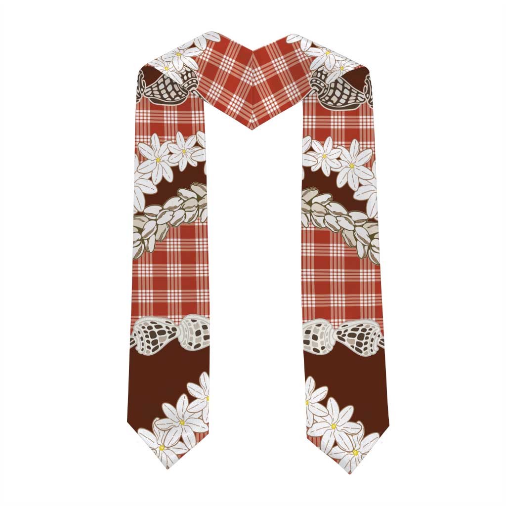 Red Hawaii Tiare and Shell Lei Graduation Stole Hawaiian Palaka Luxury Vibes - Polynesian Pride