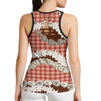 Red Hawaii Tiare and Shell Lei Hollow Tank Top Hawaiian Palaka Luxury Vibes - Polynesian Pride