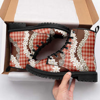 Red Hawaii Tiare and Shell Lei Leather Boots Hawaiian Palaka Luxury Vibes - Polynesian Pride