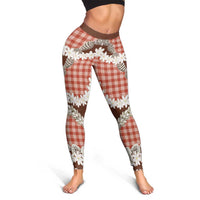 Red Hawaii Tiare and Shell Lei Leggings Hawaiian Palaka Luxury Vibes - Polynesian Pride