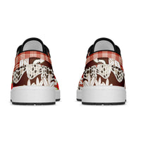 Red Hawaii Tiare and Shell Lei Low Sneakers Hawaiian Palaka Luxury Vibes - Polynesian Pride