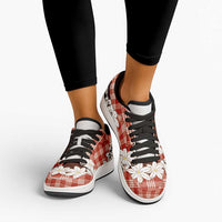 Red Hawaii Tiare and Shell Lei Low Sneakers Hawaiian Palaka Luxury Vibes - Polynesian Pride