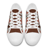 Red Hawaii Tiare and Shell Lei Low Top Shoes Hawaiian Palaka Luxury Vibes - Polynesian Pride