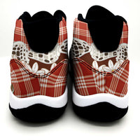 Red Hawaii Tiare and Shell Lei Sneakers J11 Hawaiian Palaka Luxury Vibes - Polynesian Pride