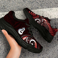 Red New Zealand Chunky Sneakers Aotearoa Silver Fern With Manaia Maori Unique LT14 - Polynesian Pride