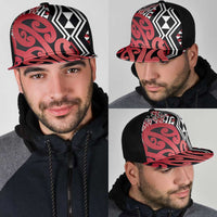 Red New Zealand Mesh Trucker Cap Aotearoa Kowhaiwhai Mix Taniko Art - Polynesian Pride