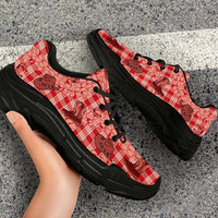 Red Palaka Hawaii Cowboy Chunky Sneakers Puakenikeni Lei Paniolo Papale Seamless Vibes - Polynesian Pride