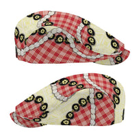 Red Palaka Hawaii Jeff Hat Kukui Nut Pikake Lei Hawaiian Tapa Pattern - Polynesian Pride