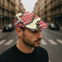 Red Palaka Hawaii Jeff Hat Kukui Nut Pikake Lei Hawaiian Tapa Pattern - Polynesian Pride