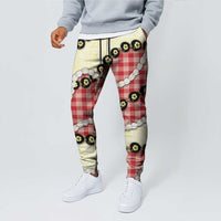 Red Palaka Hawaii Jogger Pants Kukui Nut Pikake Lei Hawaiian Tapa Pattern - Polynesian Pride