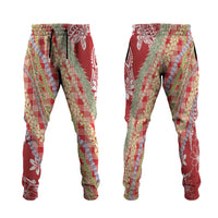 Red Palaka Hawaii Leis Jogger Pants Hawaiian-plaid Elegant Tropical Vibes - Polynesian Pride