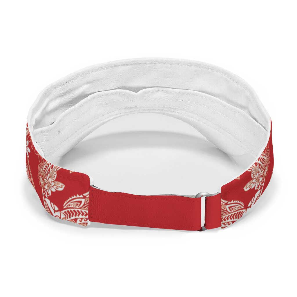 Red Palaka Hawaii Leis Sun Visor Cap Hawaiian-plaid Elegant Tropical Vibes