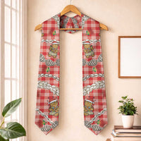 Red Palaka Hawaii Mele Kalikimaka Graduation Stole Ohia Lehua Shell Leis Funny Gingerbread Santa - Polynesian Pride