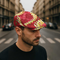 Red Palaka Hawaii Mele Kalikimaka Jeff Hat Ohia Lehua Monstera Puakenikeni Lei - Polynesian Pride