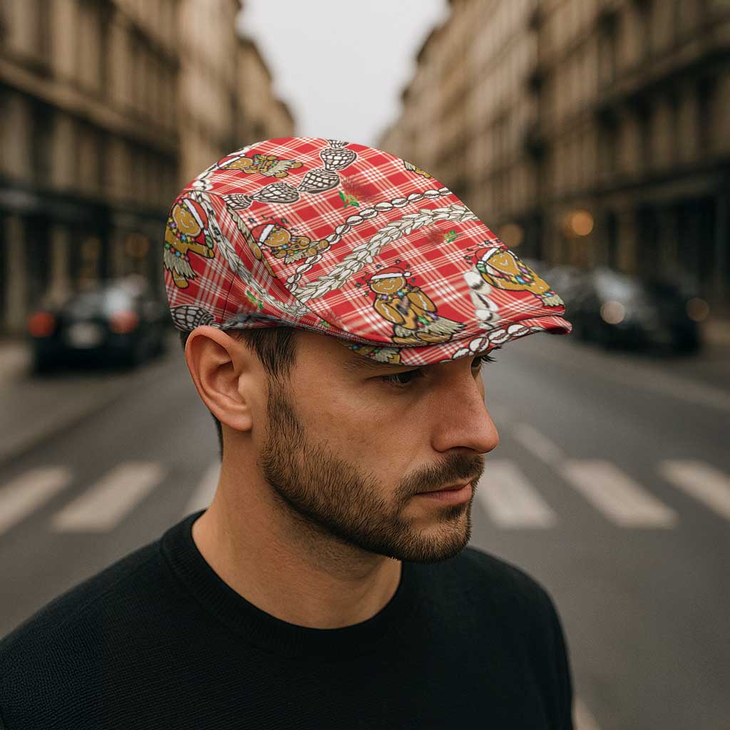 Red Palaka Hawaii Mele Kalikimaka Jeff Hat Ohia Lehua Shell Leis Funny Gingerbread Santa - Polynesian Pride