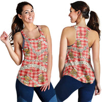 Red Palaka Hawaii Mele Kalikimaka Women Racerback Tank Ohia Lehua Shell Leis Funny Gingerbread Santa LT14 - Polynesian Pride