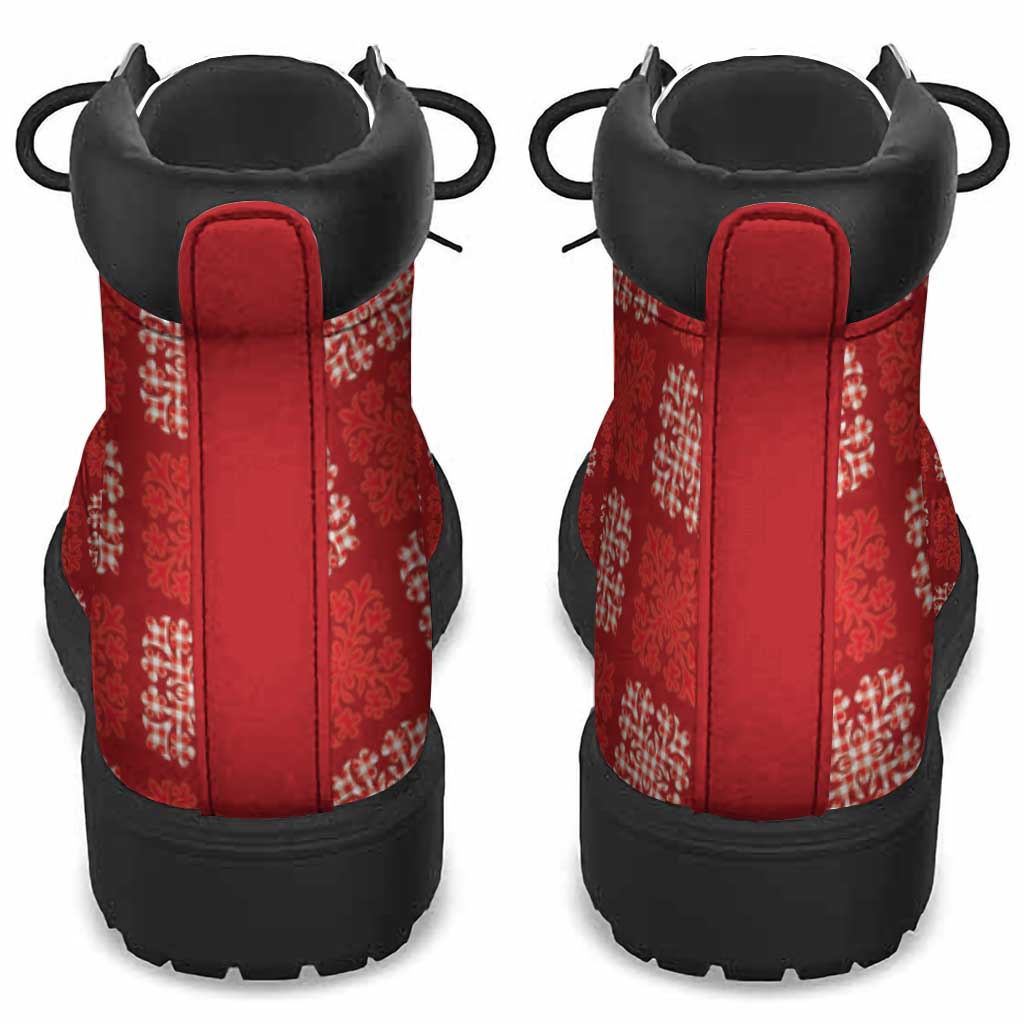Red Palaka Quilt Hawaii All Season Boots Traditional Hawaii-plaid Pattern - Polynesian Pride