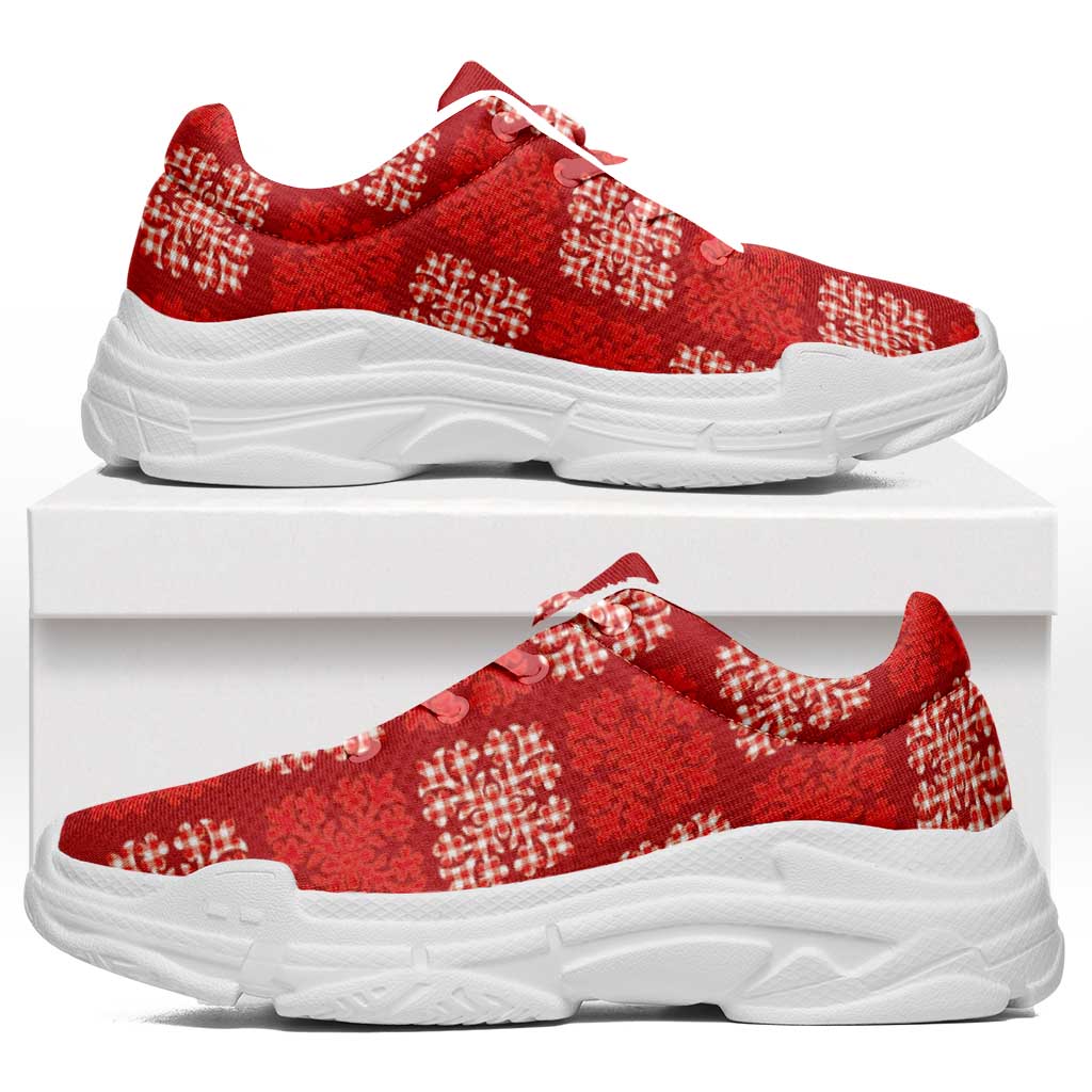 Red Palaka Quilt Hawaii Chunky Sneakers Traditional Hawaii-plaid Pattern - Polynesian Pride