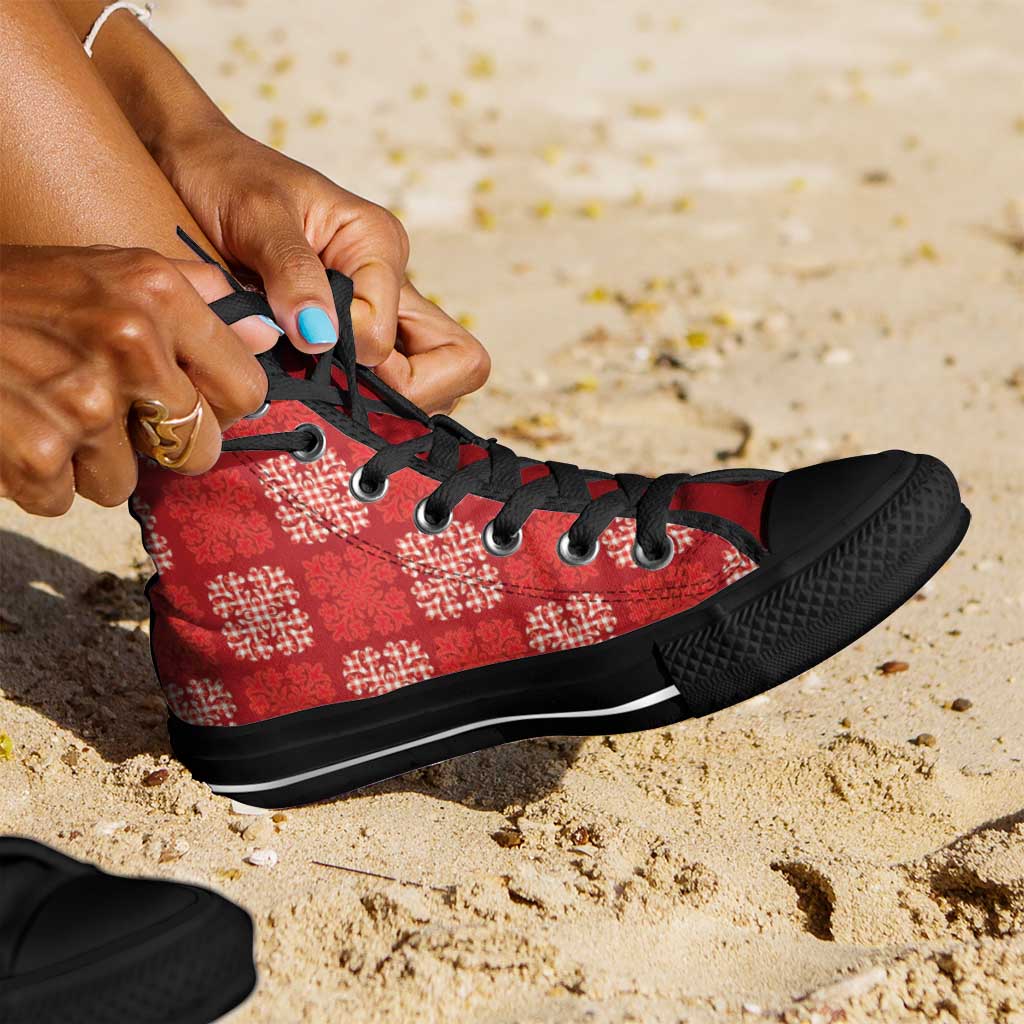 Red Palaka Quilt Hawaii High Top Shoes Traditional Hawaii-plaid Pattern LT14 - Polynesian Pride