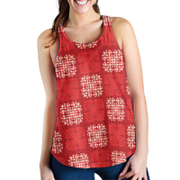 Red Palaka Quilt Hawaii Women Racerback Tank Traditional Hawaii-plaid Pattern - Polynesian Pride