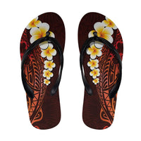 Red Polynesia Flip Flops Plumeria Tropical Leaves Galaxy Polynesian Art LT14 Red - Polynesian Pride