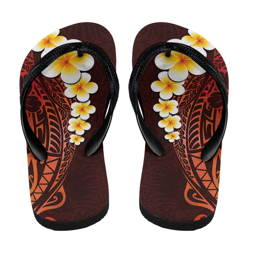 Red Polynesia Flip Flops Plumeria Tropical Leaves Galaxy Polynesian Art LT14 - Polynesian Pride