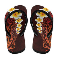 Red Polynesia Flip Flops Plumeria Tropical Leaves Galaxy Polynesian Art LT14 - Polynesian Pride