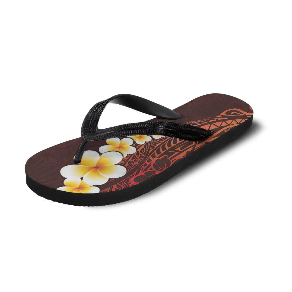 Red Polynesia Flip Flops Plumeria Tropical Leaves Galaxy Polynesian Art LT14 - Polynesian Pride