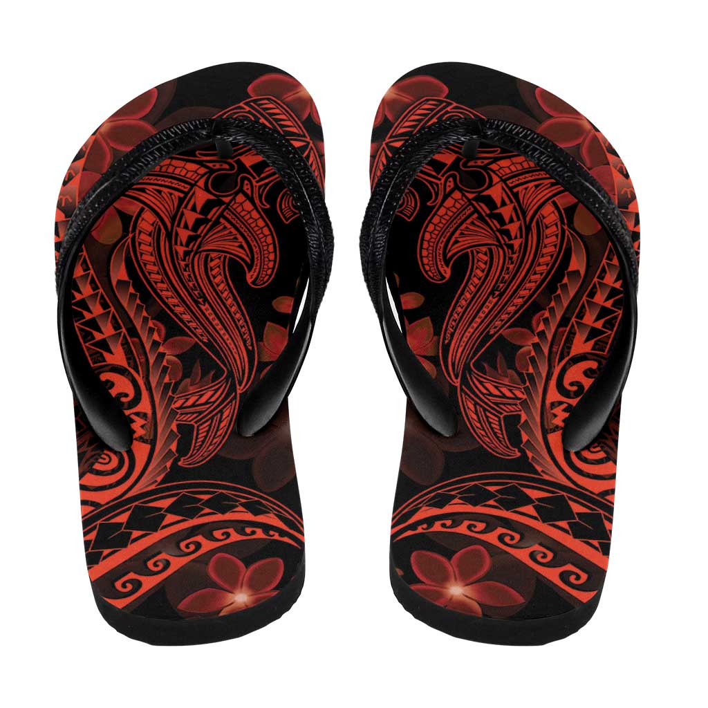 Red Polynesia Shark Tattoo Flip Flops Polynesian Plumeria LT14 - Polynesian Pride