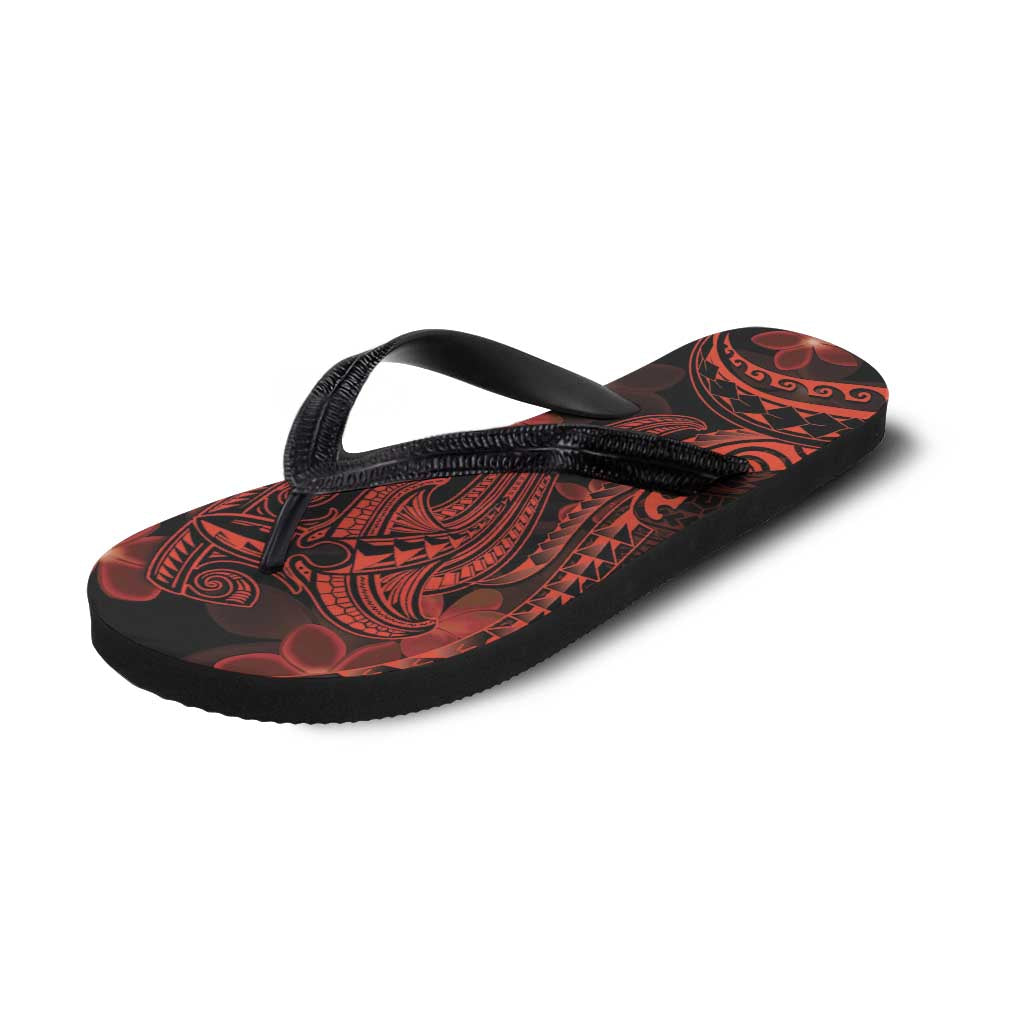 Red Polynesia Shark Tattoo Flip Flops Polynesian Plumeria LT14 - Polynesian Pride