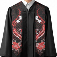 Red Polynesian Pattern With Tropical Flowers Graduation Stole LT05 - Polynesian Pride