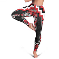 Red Taniko Aotearoa Leggings Niho Taniwha Mix Poutama LT14