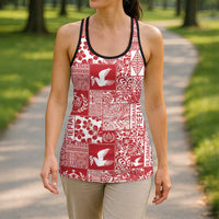Red Tonga Kilisimasi Fiefia Hollow Tank Top Pacific Patchwork Xmas Vibes - Polynesian Pride