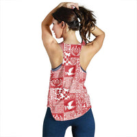 Red Tonga Kilisimasi Fiefia Women Racerback Tank Pacific Patchwork Xmas Vibes - Polynesian Pride
