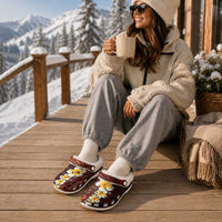 Red Tropical Plumeria With Galaxy Polynesian Art Fleece Clogs