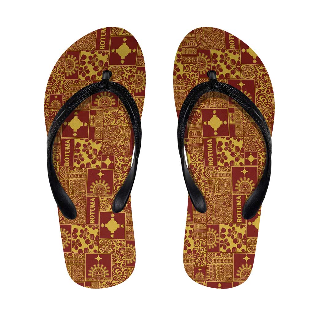 Rotuma Faiakse'ea 'e Kirisimasi Flip Flops Pacific Patchwork Xmas Vibes - Polynesian Pride