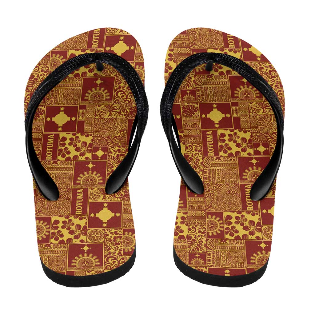 Rotuma Faiakse'ea 'e Kirisimasi Flip Flops Pacific Patchwork Xmas Vibes - Polynesian Pride