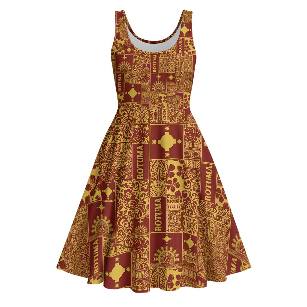 Rotuma Faiakse'ea 'e Kirisimasi Midi Dress Pacific Patchwork Xmas Vibes - Polynesian Pride
