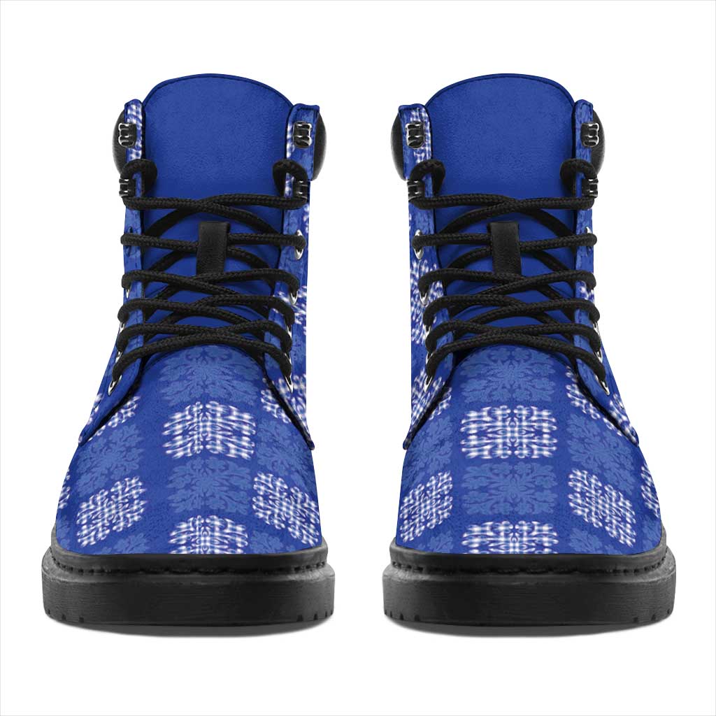 Royal Blue Palaka Quilt Hawaii All Season Boots Traditional Hawaii-plaid Pattern - Polynesian Pride