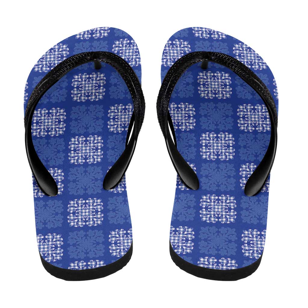 Royal Blue Palaka Quilt Hawaii Flip Flops Traditional Hawaii-plaid Pattern LT14 - Polynesian Pride